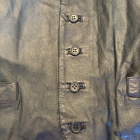 Vintage Vichen USA Black Leather Motorcycle Biker Vest Men's Size XL - Picture 3 of 6